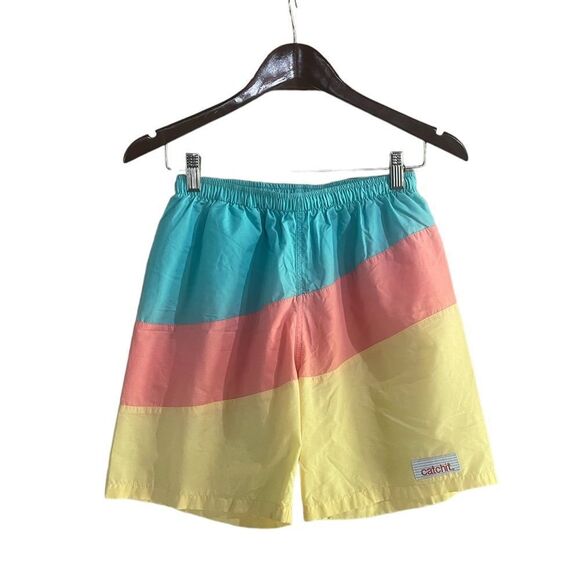 Vintage Other - Vintage 80’s 90’s Catchit Blue Pink Yellow color block swim shorts athletic